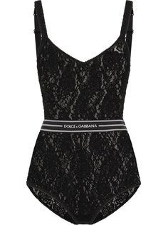 Dolce & Gabbana боди из цветочного кружева с логотипом