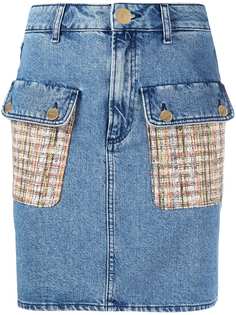 SANDRO джинсовая юбка Fiorina с твидовыми карманами