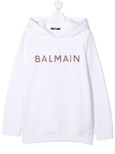 Balmain Kids худи с тисненым логотипом