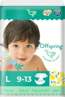 Подгузники OFFSPRING "Лимоны", L 9-13 кг, 36 шт (OF01L36LM)