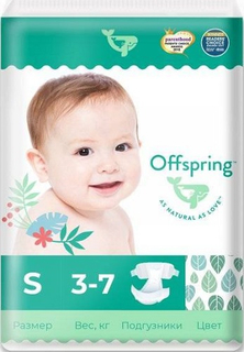 Подгузники OFFSPRING "Листочки", S 3-6 кг, 48 шт (OF01S48L)