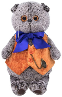 Мягкая игрушка BUDIBASA "Кот Басик", 19 см, в жилете с часами (Ks19-114)