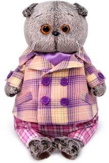 Мягкая игрушка BUDIBASA "Кот Басик", 19 см, в пиджаке в клетку (Ks19-151)