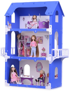 Кукольный домик KRASATOYS "Коттедж Екатерина", с мебелью, синий (000262)