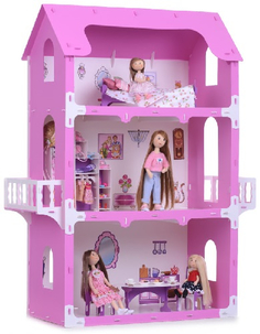 Кукольный домик KRASATOYS "Коттедж Екатерина", с мебелью, розовый (000263)