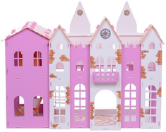 Кукольный домик KRASATOYS "Замок Джульетта", с мебелью, розовый (000261)