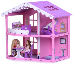 Кукольный домик KRASATOYS "Дом Анжелика", с мебелью, розово-сиреневый (000255)
