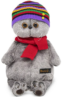 Мягкая игрушка BUDIBASA "Кот Басик", 22 см, в шапке с шарфом (Ks22-169)