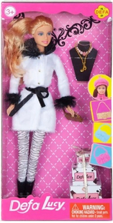 Кукла с аксессуарами DEFA-LUCY "Модница", 29 см, 3 предмета, белая (8293)