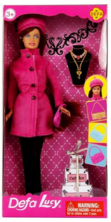 Кукла с аксессуарами DEFA-LUCY "Модница", 29 см, 3 предмета, розовая (8293)