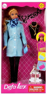 Кукла с аксессуарами DEFA-LUCY "Модница", 29 см, 3 предмета, синяя (8293)