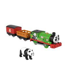 Моторизированный паровозик Thomas & Friends Трек-мастер Percy Panda с маской животного