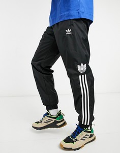 Черные спортивные брюки с 3D-трилистником adidas Originals-Черный цвет