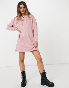 Трикотажное платье-худи мини розового цвета Pieces-Розовый цвет