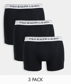 Набор из 3 боксеров-брифов с белым контрастным поясом Polo Ralph Lauren-Черный цвет