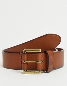 Светло-коричневый кожаный ремень с логотипом Polo Ralph Lauren-Коричневый цвет