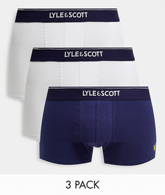 Набор из 3 боксеров-брифов белого, темно-синего и серого цветов с контрастными поясами Lyle & Scott Bodywear-Многоцветный