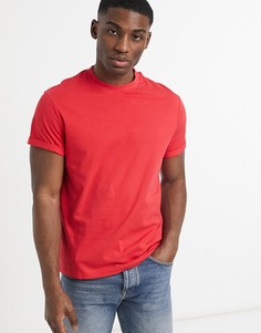 Коралловая футболка с отворотами на рукавах ASOS DESIGN-Красный