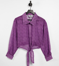 Полупрозрачная рубашка с завязкой спереди и принтом в стиле 90-х One Above Another-Фиолетовый цвет