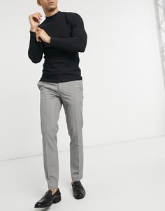 Коричневые строгие брюки узкого кроя с узором «гусиная лапка» Burton Menswear-Серый
