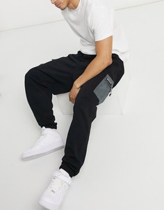 Oversized-джоггеры на шнурке с нейлоновыми карманами ASOS Unrvlld Supply-Черный цвет