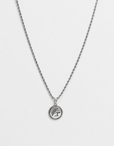 Серебристое ожерелье-цепочка с круглой гравированной подвеской Icon Brand-Серебристый
