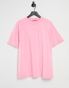 Oversized-футболка неоново-розового цвета с выбеленным эффектом от комплекта ASOS DESIGN-Розовый