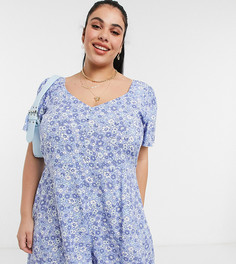Синий ромпер с цветочным принтом Cotton:On Curve-Голубой