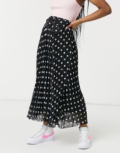 Черная плиссированная юбка миди с поясом Style Cheat-Многоцветный