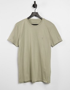 Серо-коричневая футболка с однотонным логотипом AllSaints-Бежевый