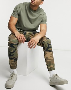 Брюки карго с манжетами и камуфляжным принтом Jack & Jones Intelligence-Зеленый цвет