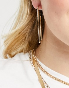 Золотистые серьги в виде прямоугольников Accessorize-Золотистый