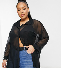 Черная сетчатая рубашка в стиле oversized на пуговицах ASOS DESIGN Curve-Черный цвет