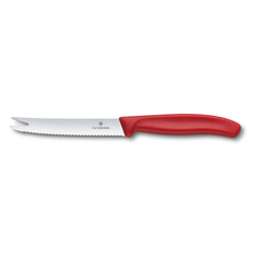 Нож кухонный Victorinox Swiss Classic, для сыра, 110мм, заточка серрейтор, стальной, красный [6.7861]