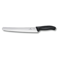 Нож кухонный Victorinox Swiss Classic, 260мм, заточка серрейтор, стальной, черный [6.8633.26g]