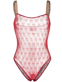 PINKO полупрозрачное боди с монограммой