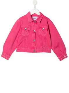 MSGM Kids джинсовая куртка с вышитым логотипом