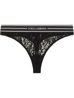 Dolce & Gabbana кружевные трусы-стринги с логотипом