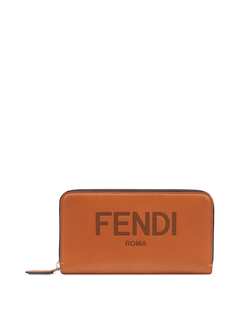 Fendi кошелек с круговой молнией и логотипом