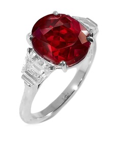 FRED LEIGHTON кольцо из платины с рубином и бриллиантами