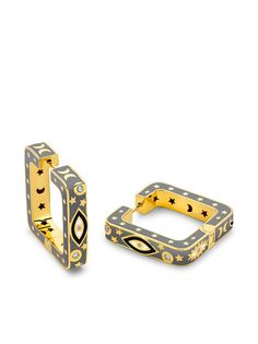 BUDDHA MAMA серьги-кольца Evil Eye из желтого золота с бриллиантами