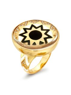 BUDDHA MAMA кольцо из желтого золота с кристаллами
