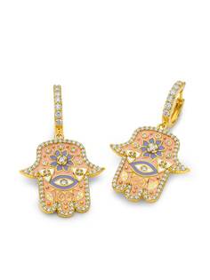 BUDDHA MAMA серьги-хагги Hamsa из желтого золота с бриллиантами