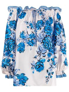 Alberta Ferretti блузка с открытыми плечами и цветочным принтом