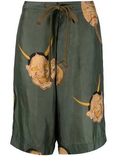 Uma Wang шорты с кулиской и графичным принтом