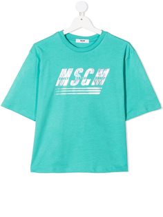 MSGM Kids футболка с логотипом металлик