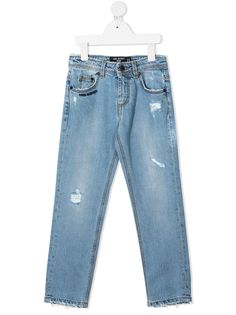 Neil Barrett Kids прямые джинсы с эффектом потертости