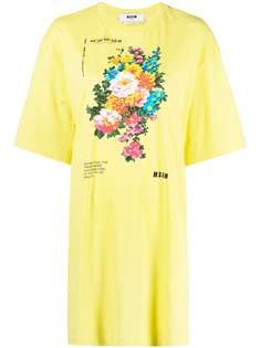 MSGM платье-футболка с цветочным принтом