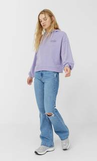 Stradivarius Худи Из Мягкой Ткани Женская Коллекция Сиреневый Xs