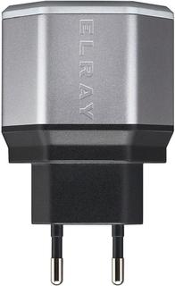 Сетевое зарядное устройство Elray WC1U1PD42HEX USB A + USB C (черно-серебристый)